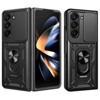 Lunso Samsung Galaxy Z Fold 6 - Armor backcover hoes met ringhouder - Zwart - thumbnail