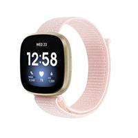 By Qubix - Compatible met Fitbit Versa 3 - Fitbit Versa 4 - Fitbit Sense 1 - Fitbit Sense 2 - Sport loop nylon bandje - Lichtroze - Compatible fitbit bandje - thumbnail