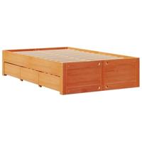 Bedframe zonder matras met lades grenenhout wasbruin 135x190 cm - thumbnail