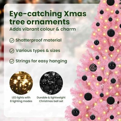 VidaXL Kunstmatig voorverlicht kerstboom met 150 led roze 120 cm pvc