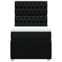 Boxspring met matras stof zwart 90x190 cm - thumbnail