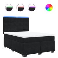 Boxspring met matras fluweel zwart 140x190 cm - thumbnail