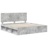 Bedframe met hoofdeinde Beton 200 x 200 cm Massief grenenhout - thumbnail