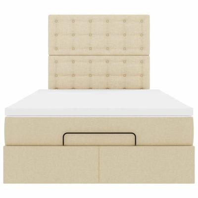 Ottoman bed met matras 120x190cm stof crèmekleurig