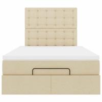 Ottoman bed met matras 120x190cm stof crèmekleurig - thumbnail
