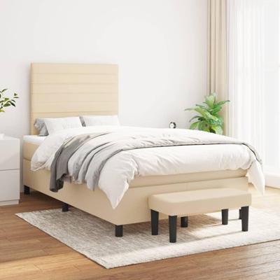Boxspring met matras stof crèmekleurig 120x200 cm