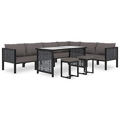 Hoekbank sectioneel met linkerarmleuning poly rattan antraciet - thumbnail