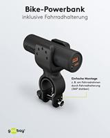 Goobay Goobay 60656 Powerbank für Fahrrad 5000 mAh Bike Fahrradhalterung USB Buchse PD Powerbank 5000 mAh Li-ion Zwart Statusweergave, LED-zaklamp - thumbnail