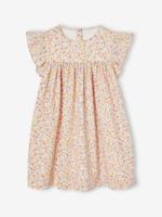 Jurk met print en korte mouwen met ruches vanille - thumbnail
