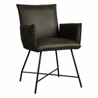 Tower Living Eetkamerstoel 'Trofa' met armleuning, kleur groen - thumbnail