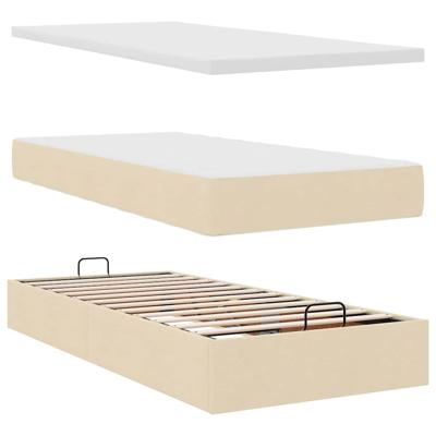Ottoman bed met matras 120x190cm stof crèmekleurig