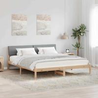 Bedframe Bruin en lichtgrijs 200 x 200 cm Massief grenenhout - thumbnail