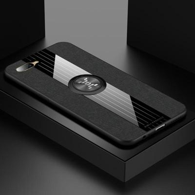 Voor OPPO K1/R15X XINLI stiksels doek Textue schokbestendig TPU beschermhoes met ring houder (zwart)