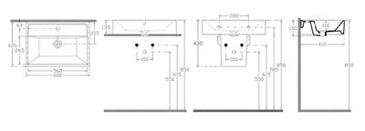 Wastafel Opbouw Sapho Aqualine Rechthoekig 60x42x13.3 cm Keramiek Wit - thumbnail