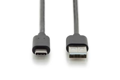 Digitus AK-300148-030-S USB-kabel USB 2.0 USB-C stekker, USB-A stekker 3.00 m Zwart Afgeschermd (dubbel), Stekker past op beide manieren
