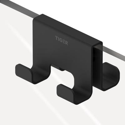 Handdoekhaak Voor Douchecabine Tiger Caddy 6-8 mm Dubbel Zwart