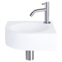 Fonteinset Differnz Cleo 30x30x10 cm Keramiek Wit Met Kraan Gebogen Chroom Differnz - thumbnail