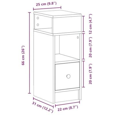 Nachtkastjes 2 st met lade 25x31x66 cm oud houtkleurig