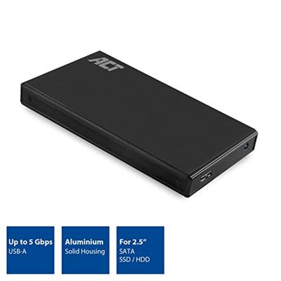 ACT AC1200 2.5" SATA Hardeschijf Behuizing | USB 3.2 Gen1 | Aluminium | Zwart