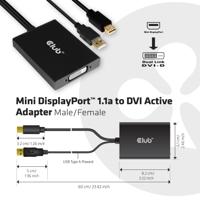 club3D CAC-1130 DisplayPort-kabel Mini-displayport / DVI Adapterkabel Mini DisplayPort-stekker, DVI-D 24+1-polige bus 0.15 m Zwart - thumbnail