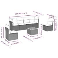 7-delige Loungeset met kussens poly rattan beige - thumbnail