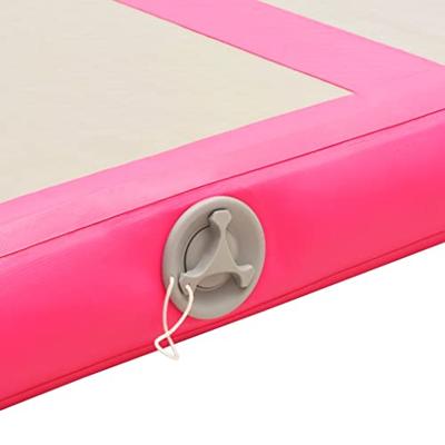 Gymnastiekmat met pomp opblaasbaar 800x100x10 cm PVC roze - thumbnail