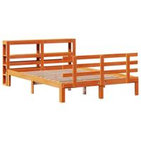Bedframe met hoofdbord massief grenenhout wasbruin 150x200 cm - thumbnail