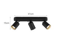Pago - LED plafondlamp - 3 spots - Draaibaar en dimbaar - GU10 - Kantelbaar - Plafondspot - Voor binnen - Zwart - thumbnail