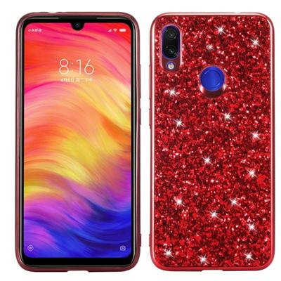 Glitter poeder schokbestendig TPU Case voor Xiaomi Redmi Note 7 (rood)