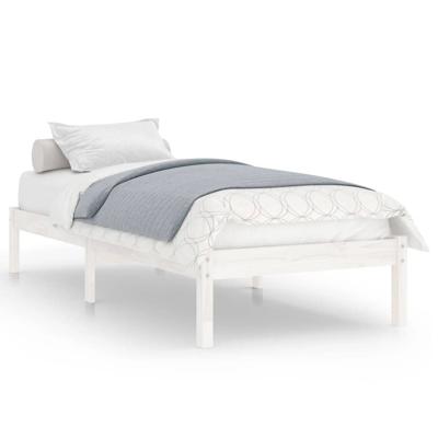Bedframe massief grenenhout wit 100x200 cm