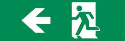 Noodverlichting richting Pijl Links 300x100mm - Sticker