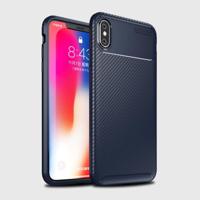 Kever vorm Carbon Fiber textuur schokbestendig TPU Case voor iPhone X/XS (blauw) - thumbnail