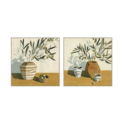 Schilderij Home ESPRIT Groen Beige Mediterrane Met reliëf 100 x 4 x 100 cm (2 Stuks)