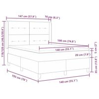 Boxspringbed met hoofdeinde Lichtgrijs 140 x 190 cm Fluweel - thumbnail