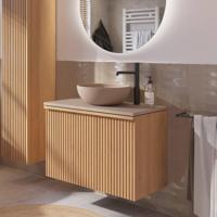 Ben Linea badmeubel incl. beige betonnennen waskom 80x45x71cm eiken naturel - thumbnail