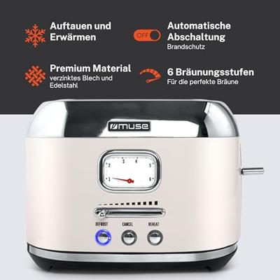 Muse MS-120SC - Muse Broodrooster, 1.000 W, creme - Black Friday