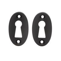 De Oude Deurklink Sleutelrozet - Ovaal mat zwart - thumbnail