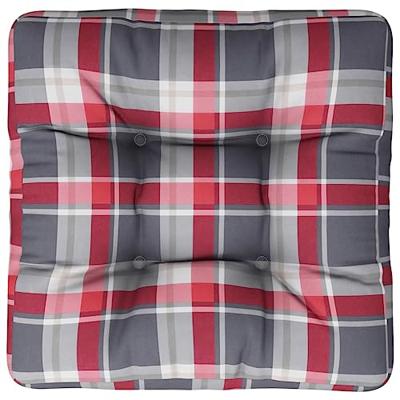 VidaXL Palletkussen 58x58x10 cm ruitpatroon stof rood