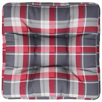 VidaXL Palletkussen 58x58x10 cm ruitpatroon stof rood - thumbnail