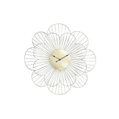 Muurklok DKD Home Decor Bloem Gouden Metaal (57 x 4 x 57 cm)