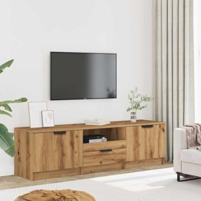 Tv-meubel 140x35x40 cm bewerkt hout artisanaal eikenkleur