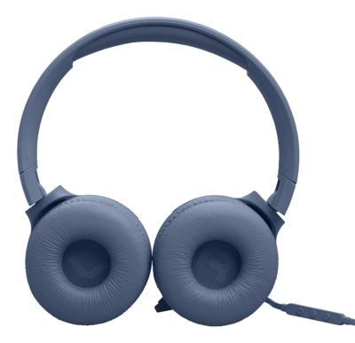 JBL Tune 520C Comfort Fit bedrade on-ear koptelefoon met microfoon, JBL Pure Bass-geluid, EQ-presets, USB-C-connectiviteit, opvouwbaar ontwerp en knoopresistente kabel, blauw