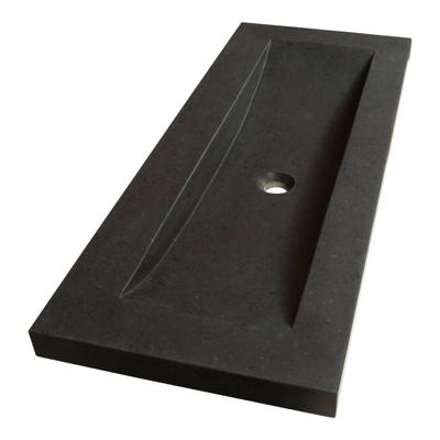 Brauer Magma Wastafel Ondiep - 100 cm - met 1 Spoelbak en 0 Kraangaten - Natuursteen Basalt Antraciet