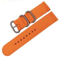 Wasbaar nylon canvas horlogeband band breedte: 24mm (oranje met zilveren ring gesp) - thumbnail
