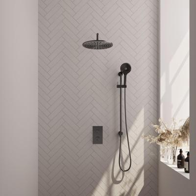 Regendoucheset Inbouw Brauer Gunmetal Carving Thermostatisch 30 cm met 3-Weg Omstelling, Gebogen Wandarm, Glijstang en 3-Standen Handdouche Geborsteld Regendoucheset Inbouw Brauer Gunmetal Carving Thermostatisch 30 cm met 3-Weg Omstelling, Gebogen Wandarm, Glijstang en 3-Standen Handdouche Geborsteld