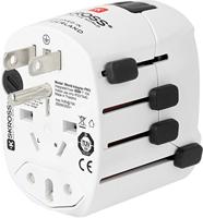 SKROSS PRO - World: 3-polige reisadapter met gepatenteerd schuifsysteem voor reizen PRO - World wit - thumbnail