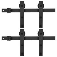 Hardwaresets voor schuifdeuren 2 st 200 cm staal zwart - thumbnail