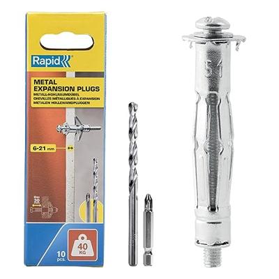 Rapid Hollewandpluggen | Ø11x52 | Voor 6-21 mm plaatdikte | 40kg draagkracht | 10 stuks in een doos - 5001550 Rapid Hollewandpluggen | Ø11x52 | Voor 6-21 mm plaatdikte | 40kg draagkracht | 10 stuks in een doos - 5001550