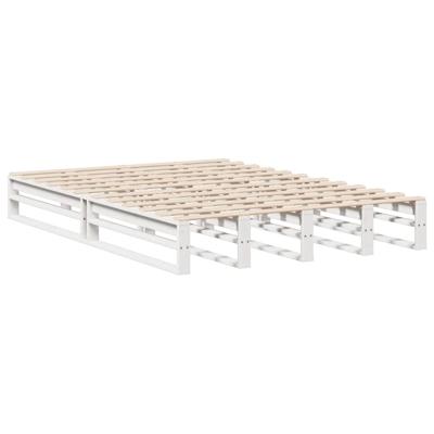 Bed met boekenkast zonder matras massief hout wit 160x200 cm - thumbnail