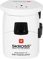 SKROSS PRO - World: 3-polige reisadapter met gepatenteerd schuifsysteem voor reizen PRO - World wit - thumbnail